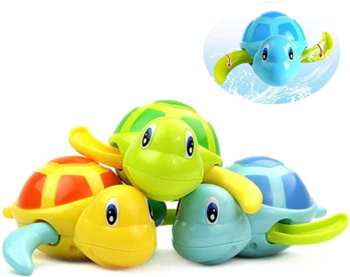 Baby Bath Toy, Wind Up Swimming Bathtub Tortoise for Boys Girls Toddlers , Floating Bathtub Pool Toys, Smooth Cute Appearance, Water Play Sets for Kids (B)