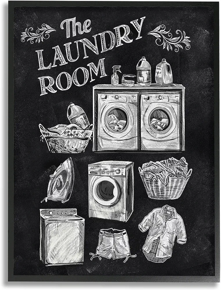 Stupell Industries Laundry Room Vintage Drawings Giclee Framed Wall Art, Design by Conrad Knutsen