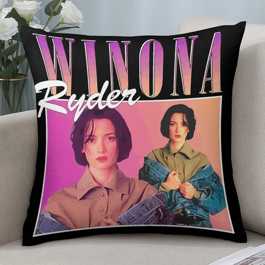 Winonas Ryder Pillow Covers 20"x20" Decorative Square Throw Pillow Covers Cozy Cushion Cover for Couch Chair Sofa Bed Living Room Home Decor