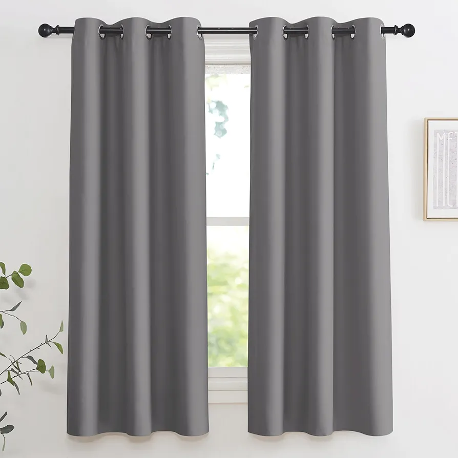 KGORGE Blackout Curtains 2 Pcs, Window Drapes Grey 42 W x 54 L for Living Room, Kids Bedroom, Thermal Insulated UV Blocking Room Darkening Drapes for Home Office Meeting Room Decoration, Flaw