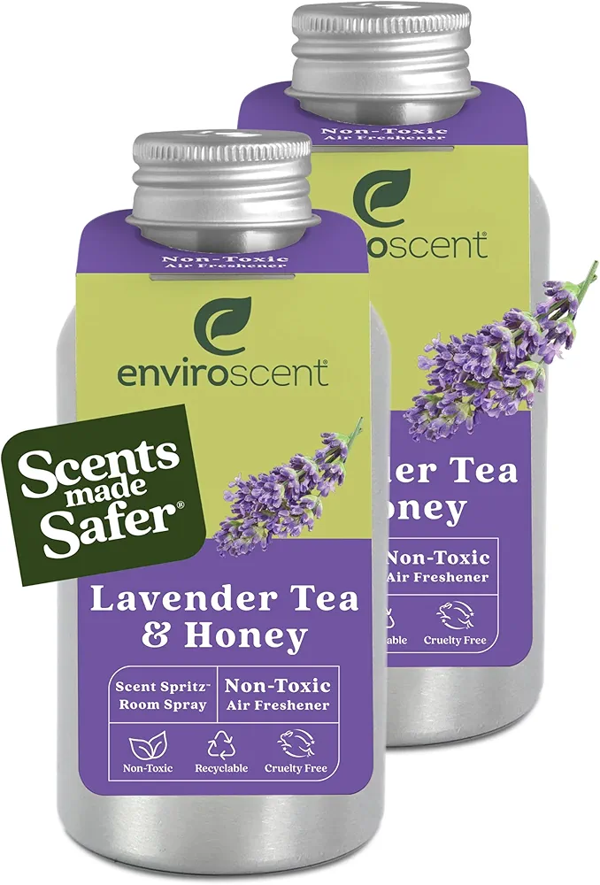 Enviroscent Non-Toxic Air Freshener for Home (Lavender Tea & Honey) Air Freshener Spray | Room Spray and Bathroom Spray | 2 recyclable Scent Spritz refills