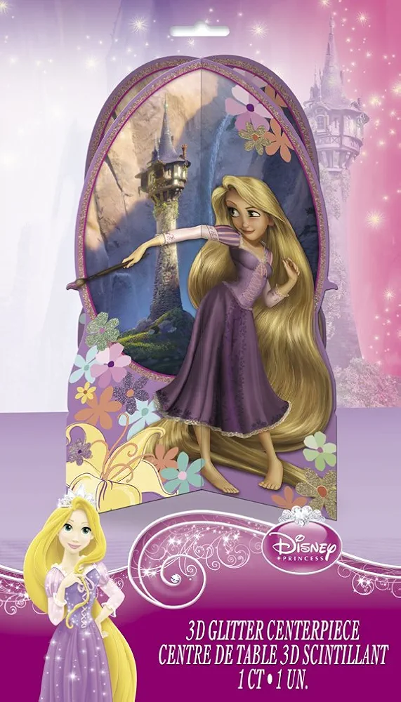 Unique Disney Tangled 3D Glitter Centerpiece - 12" x 7.5", 1 Pc