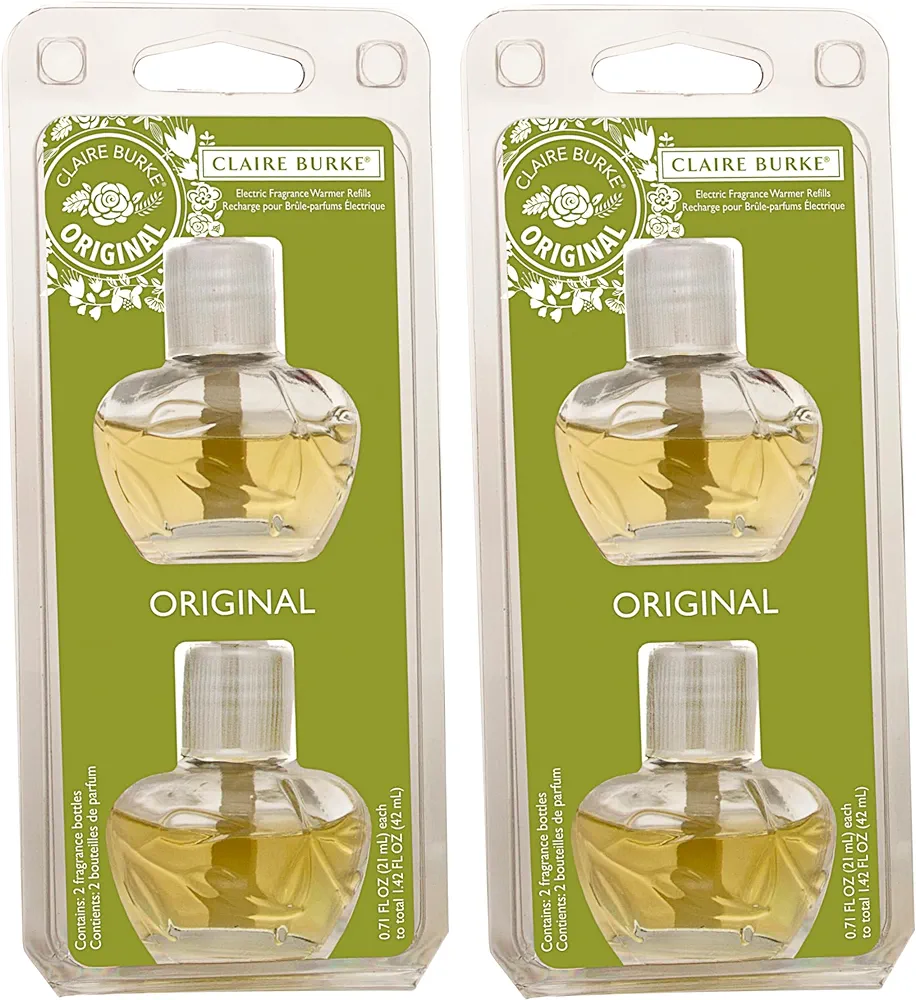 Claire Burke Plug in Scented Oil 4 Refills for Home and Bathroom, Original Scent, Pack of 2, 1.42 Oz