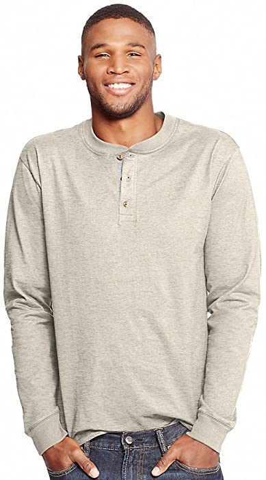 Hanes Men's Beefy Long Sleeve Henley Shirt