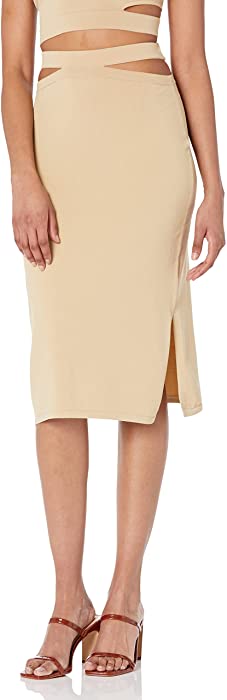 The Drop Women's Valentina Slim Cut-Out Pull-On Midi Sweater Skirt