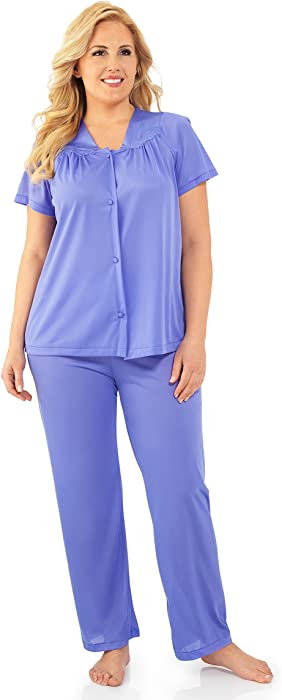 Exquisite Form 90107 Women's Nylon Tricot Short Sleeve Matching Pajama Set