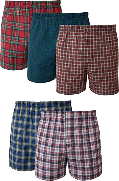 Hanes Men's 5-Pack Tartan Boxer with Inside Exposed Waistband