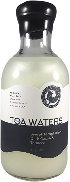 Sweet Temptation - Bubble Bath for Adults - Dark Cocoa & Tobacco - Creamy Milk Bath with Botanical Extracts - by TOA Waters - 16 FL oz