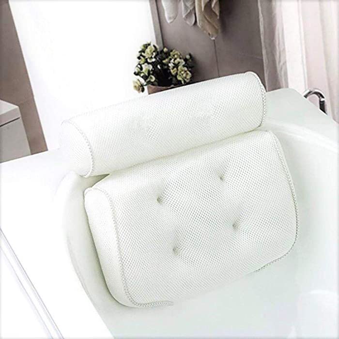 Bath Pillow Bathtub Pillow with Upgraded Non-slip Suction Cups, Extra Thick Spa Bathtub Cushion for Head, Neck, Back and Shoulder Support