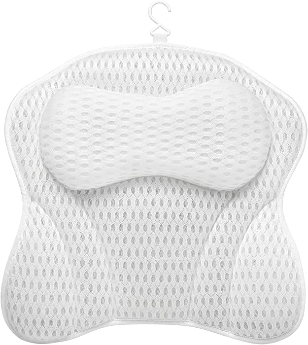 HANDSONIC Bath Pillow, 4D Air Mesh Bathtub Spa Pillow, 6 Suction Cups