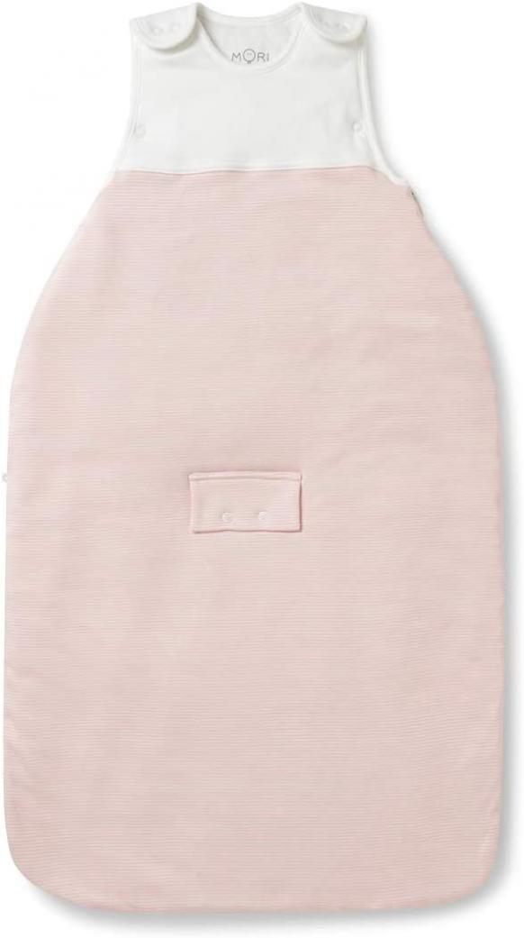 MORI Clever Sleeping Bag 2.5 TOG: 30% Organic Cotton & 70% Bamboo from Viscose - Available from Newborn up to 2 Years (Blush Stripe)