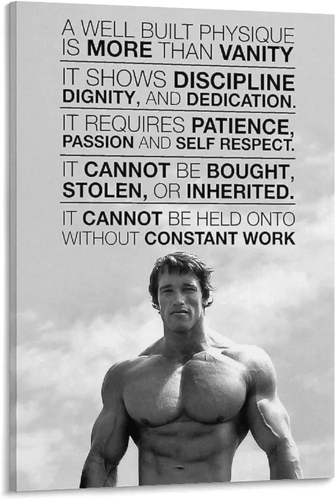 Arnold Schwarzenegger Gym Black And White Motivational Quotes Wall Art Poster Wall Art Paintings Canvas Wall Decor Home Decor Living Room Decor Aesthetic Prints 16x24inch(40x60cm) Frame-style