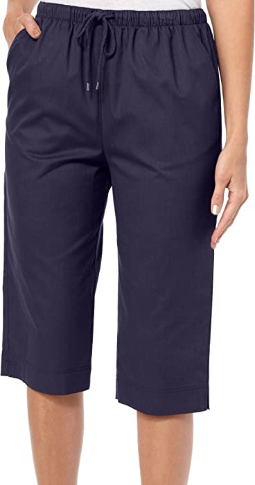 Coral Bay Womens Everyday Drawstring Twill Capris