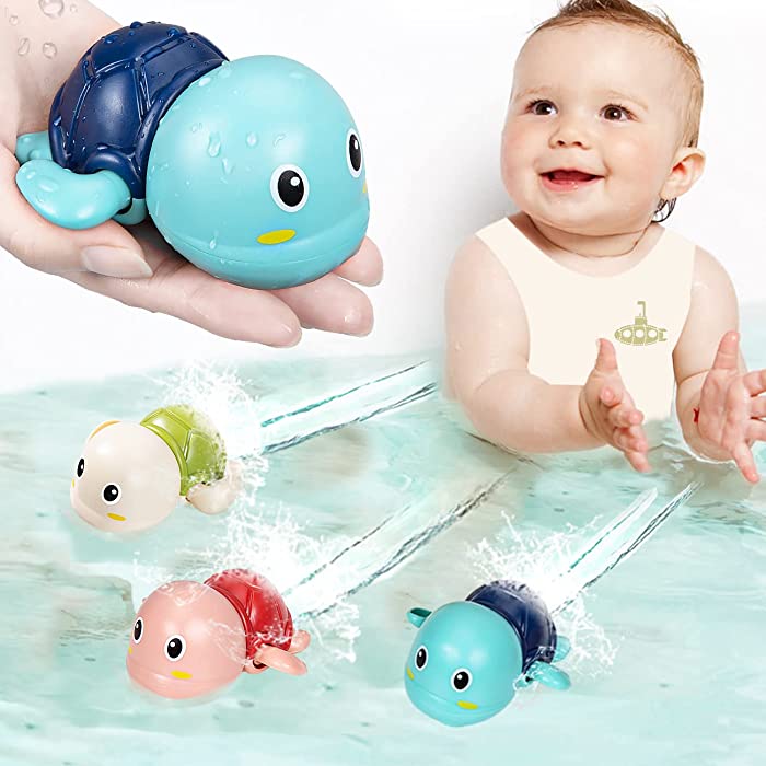 SEPHIX Go, Go! Cute Swimming Turtle Bath Toys for Toddlers & Kids (3 Pcs)