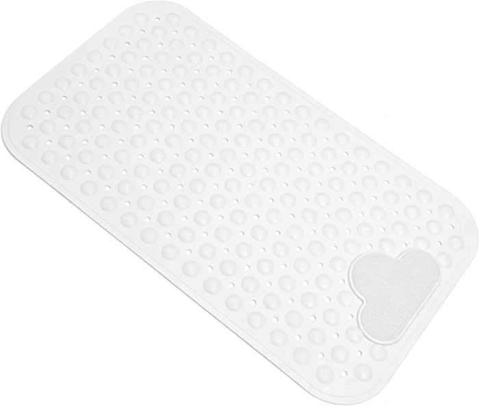 Mantto Bath Tub Mat Shower Mat Non Slip Bathtub Mats with Suction Cups Bath Mat for Tub Bathroom Mats 28" X 16" Machine Washable (White)