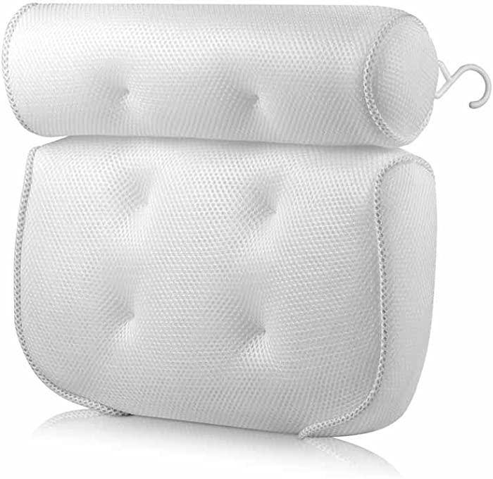 JSJFKERJHG Bathtub Pillow, Headrest Bath Pillows, with Non Slip Suction Cups, Air Mesh Technology Extra Thick Soft and Quick Dry, for Neck Back Support