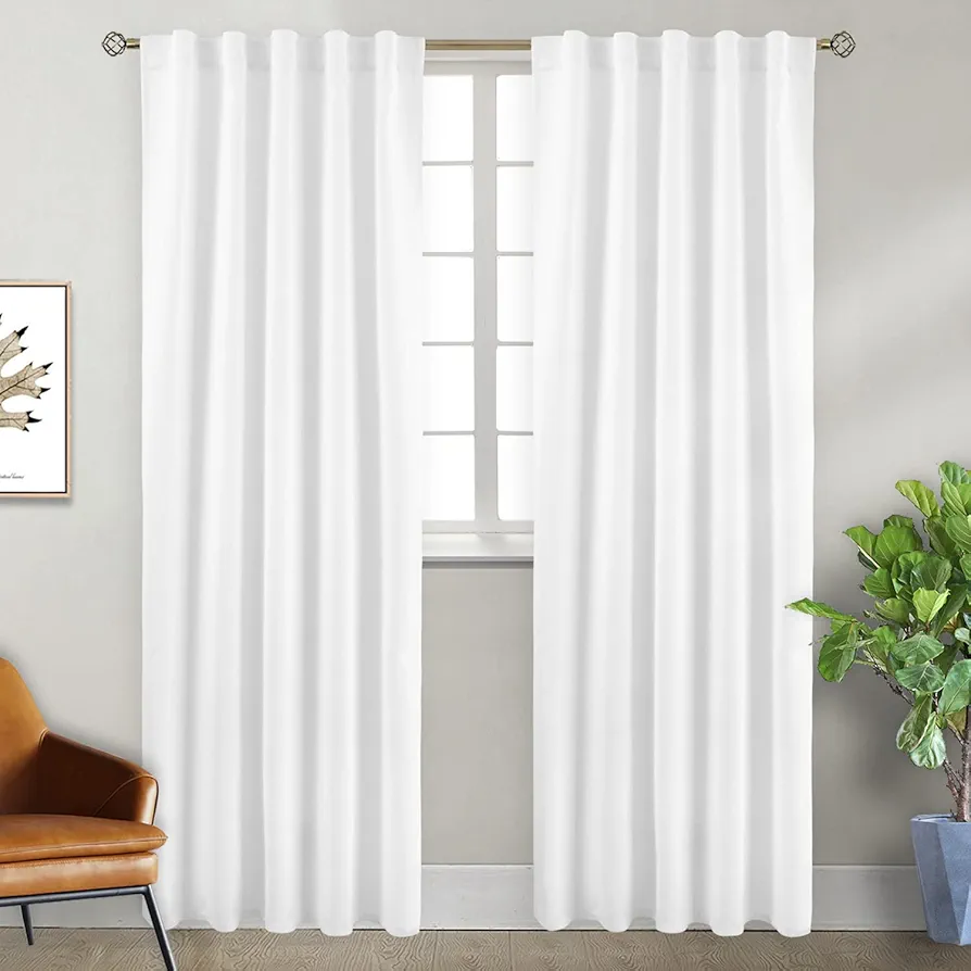 BGment Pure White Curtains for Bedroom 84 Inches - Rod Pocket and Back Tab Thermal Insulated Room Darkening Curtains for Living Room, 2 Window Curtain Panels, 42 x 84 Inch