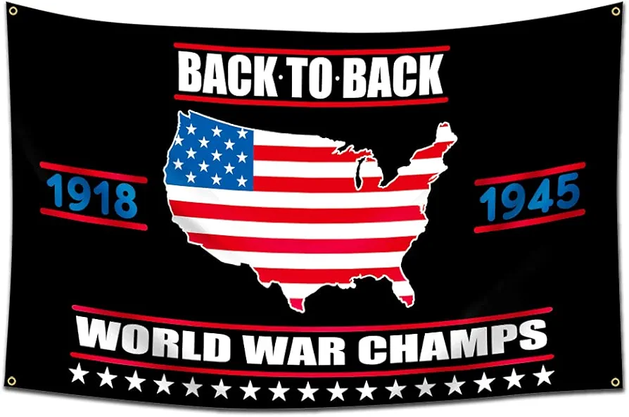 Back to back World War Champs Flag With American Flag Tapestry -3x5ft/Vibrat Color/HD printing/ 150D Polyster Banner for Man Cave Room