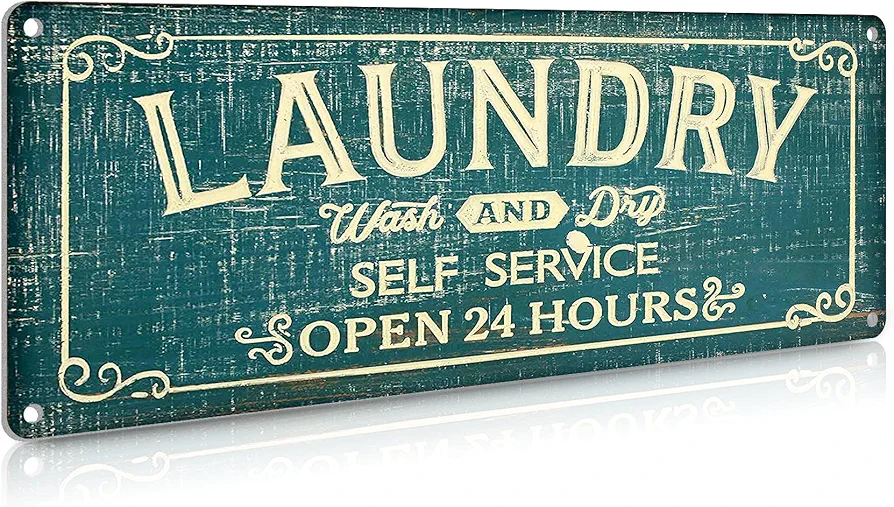 Vintage Laundry Room Metal Sign Wall Art, Laundry Schedule Funny Rules Prints Signs Framed, Bathroom Laundry Room Decor 16 x 6 inch