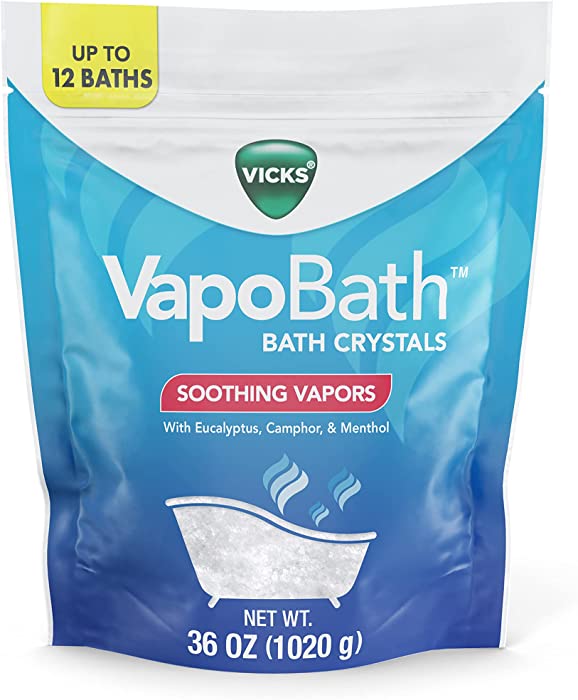 Vicks VapoBath, Bath Crystals, Bath Bomb, Non-Medicated Bath Salts, Soothing Vicks Vapors Steam Aromatherapy with Eucalyptus and Menthol, Contains Essential Oils, 36 OZ