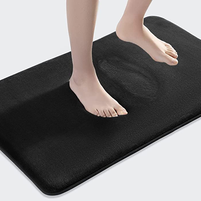 SONORO KATE Bathroom Rugs, Super Absorbent and Non-Slip Memory Foam Bath Rugs, Machine Washable Bathroom mats, Soft Velvet Bath Mats，Easier to Dry for Bathroom Floor Rugs (32"×20", Black)