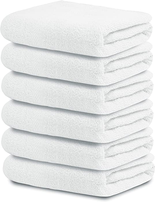 Homelabels Bath Towels Set 100% Cotton White Bath Towels for Bathroom Small Lightweight Towels Quick Drying Bathroom Towels & Shower Towel, Bath Towel Set of 6 (22"x44") Perfect Hotel and Pool Towels