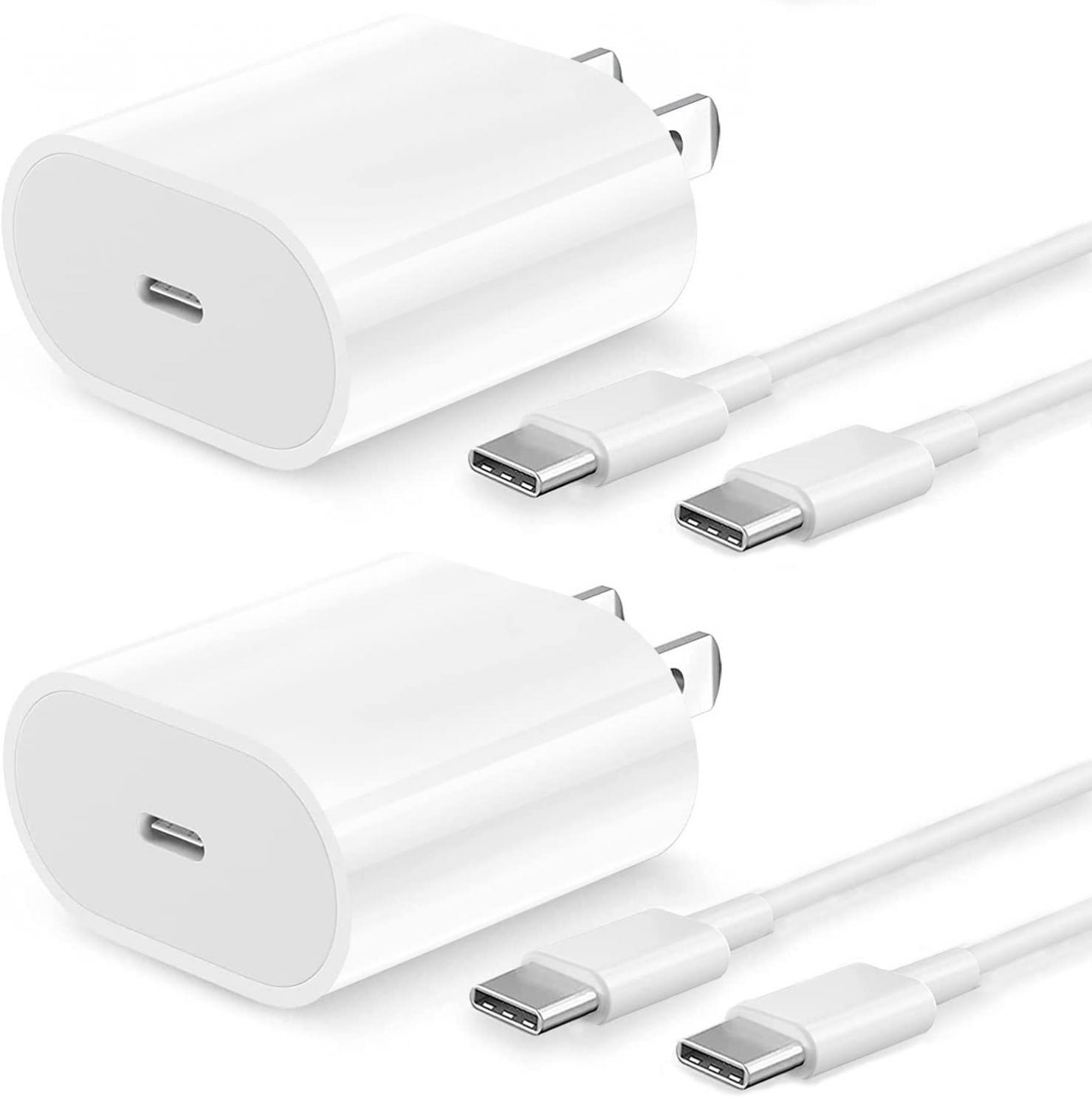 20W USB C Fast Charger for 2021/2020/2018 iPad Pro 12.9 Gen 5/4/3, iPad Pro 11 Gen 3/2/1, iPad Air 5th/4th Generation, iPad Mini 6 Generation 2021, 6.6ft USB C to USB C Charging Cable(2 Pack)