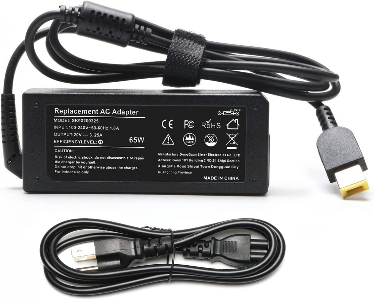 65W AC Adapter Power Cord Compatible with Lenovo Thinkpad T470 T470s T460 T460s T450 T440 T440p X240 X260 Yoga 2 Pro 11 11s 11e Square Tip Laptop Charger