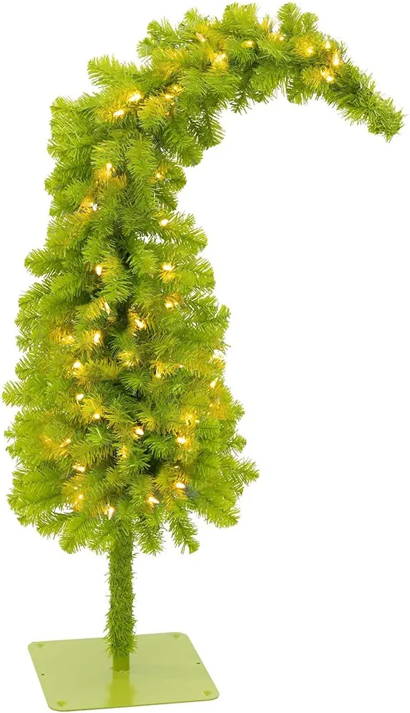 3 Ft Prelit Christmas Tree with Stand – Artificial Lighted Christmas Tree for Indoor Use – Whimsical Plastic Trees w/Metal Base & Permanently Attached Lights - Holiday Decor for Living Room, Tabletop