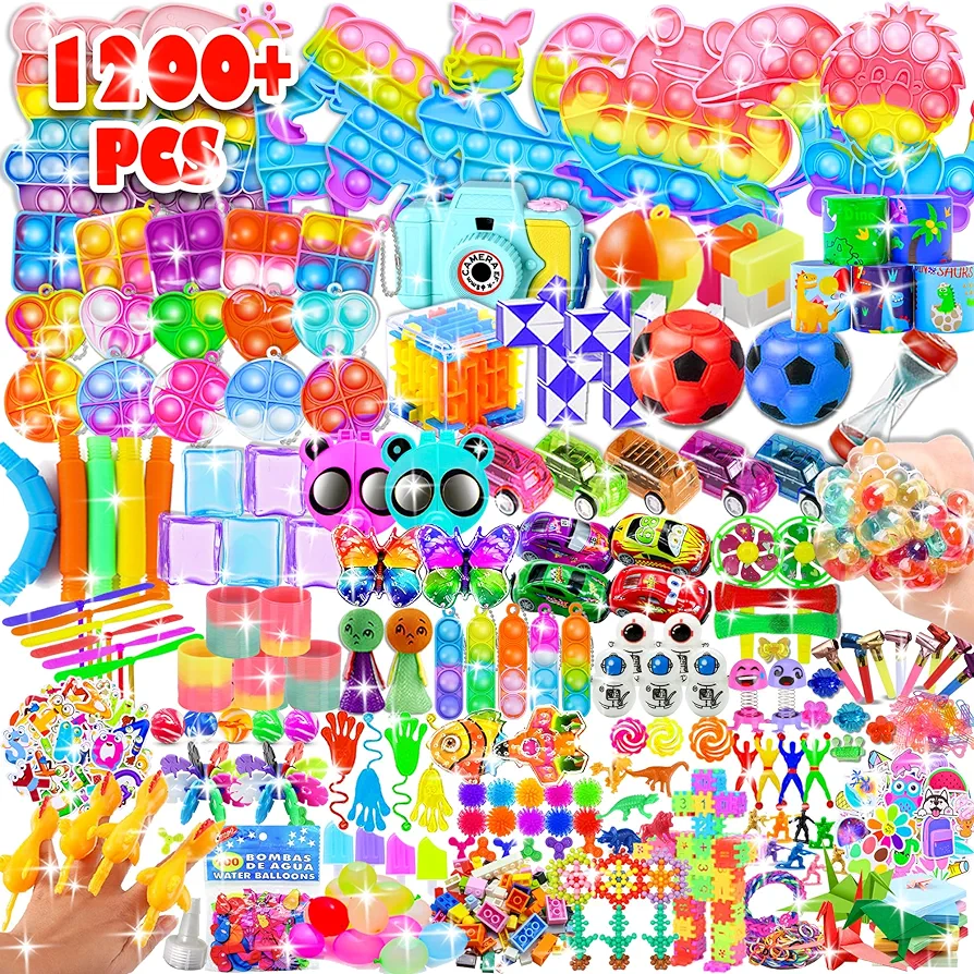 1200+Party Favors for Kids Fidget Toys Pack Bulk Prize Box Treasure Box Goodie Bag Pinata Stuffers Carnival Prizes Classroom Rewards Fillers for Kids