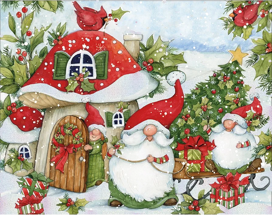 LANG Gnome For Christmas Boxed Christmas Cards - Set of 18 Cards with Envelopes (1004910) - Festive Holiday Designs Featuring Gnomes, Perfect for Sending Christmas Cheer to Loved Ones