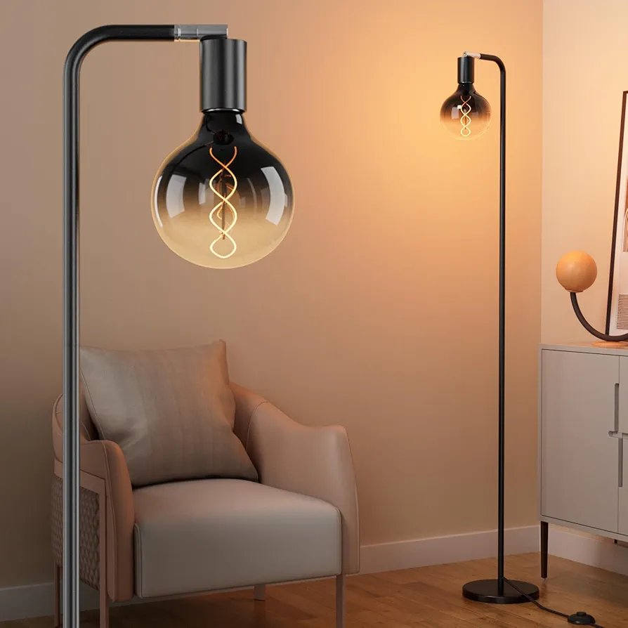 Modern Floor Lamps with Light Bulb, Industrial Floor Lamp for Living Room 5" Light Bulb 69" Tall Bright Warm White Standing Lamp, E26 Socket, On/Off Foot Switch for Office Bedroom