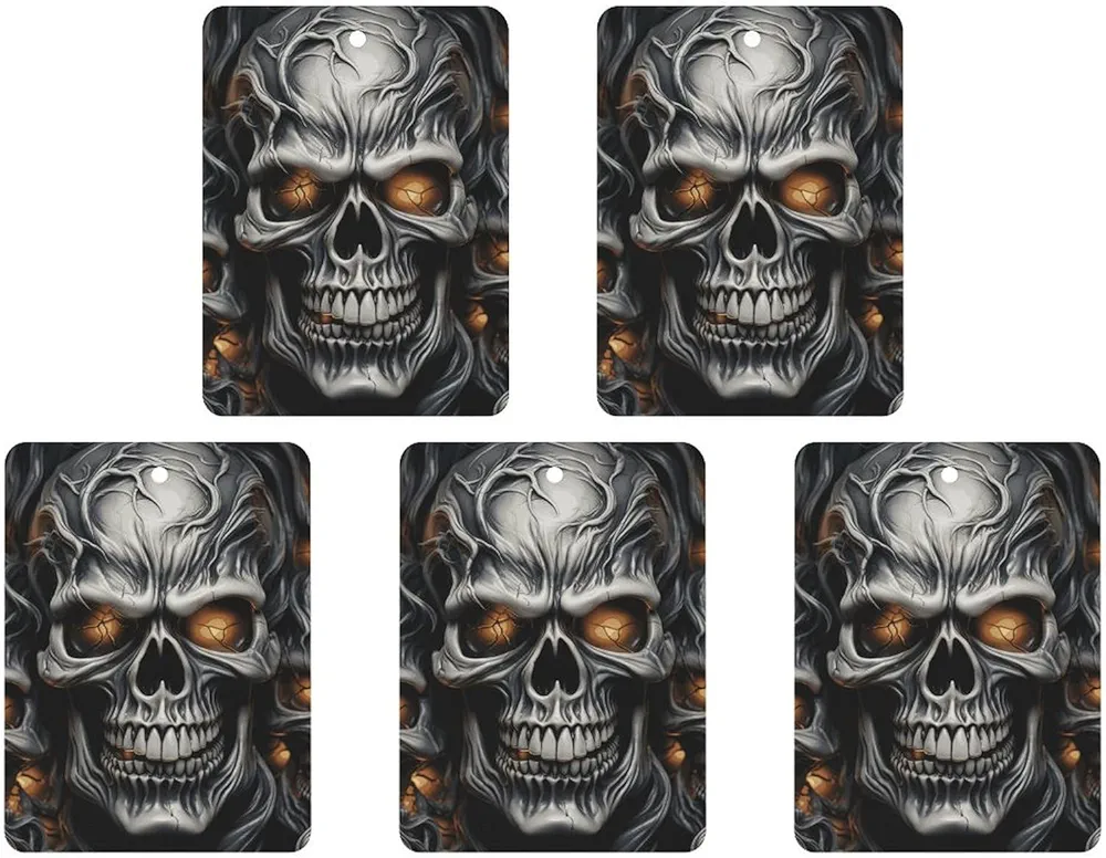 5 Pcs Car Air Fresheners Hanging Air Freshener Cool Evil Skull Hanging Scented Cards Fragrance Scented Cards for Car Car Aromatherapy Tablets for Car