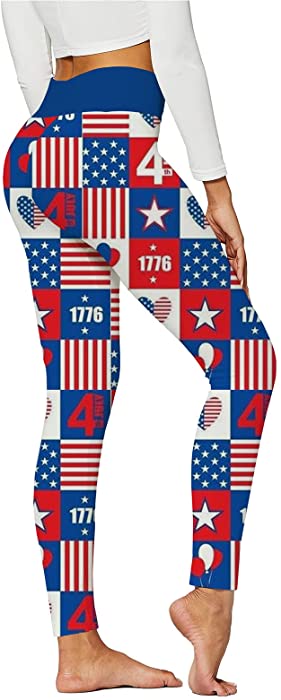 Smooto Tik Tok Leggings Women High Waist Workout Leggings Independence Day Leggings Running Tights Butt Lift Yoga Pants