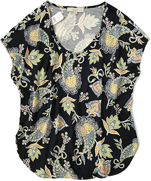 Ann Taylor LOFT Women's Paisley Floral Mixed Media Tee