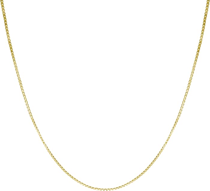 Honolulu Jewelry Company 14K Solid Gold 0.7mm Box Chain Necklace, 16" - 30"