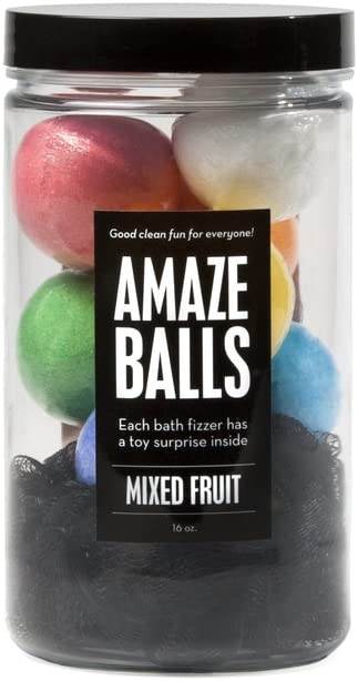 DA BOMB Amazeballs! Bath Bomb jar with loofah, 16oz,Multi