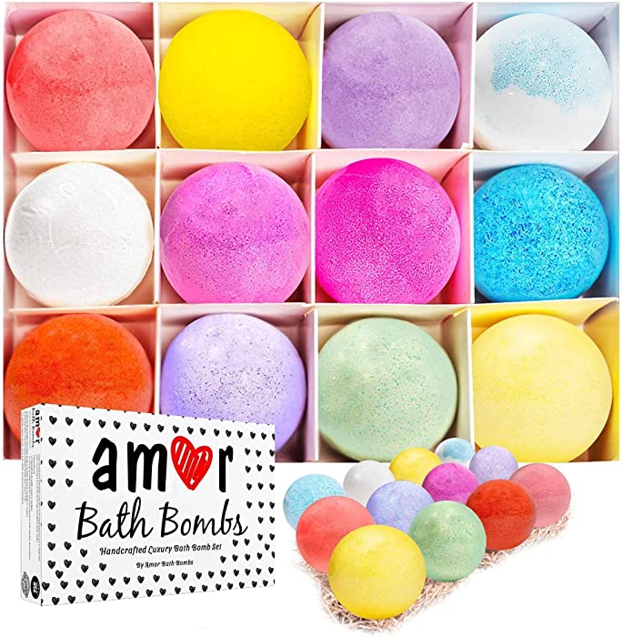 12 Bath Bombs Gift Set - 4.5 Oz Extra Large Handmade Vegan Bath Bombs for Women,Kids, Men, Mothers Day & Easter - Bulk Bath Ball Fizzies with Organic Moisturizing Shea Butter