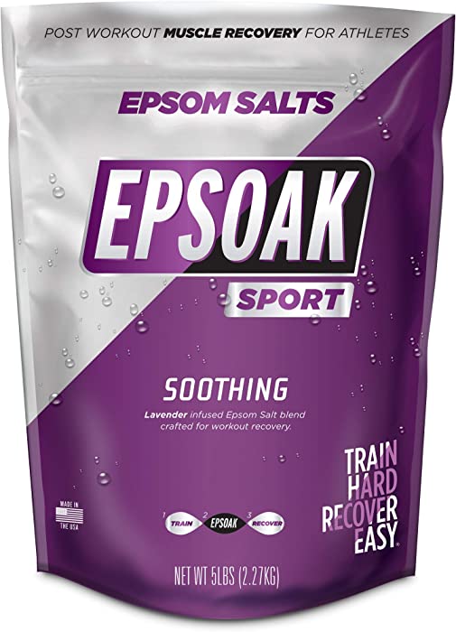 Epsoak Sport Lavender Epsom Salt for Athletes - 5 lbs. Soothing Therapeutic Soak with Lavender Essential Oil…