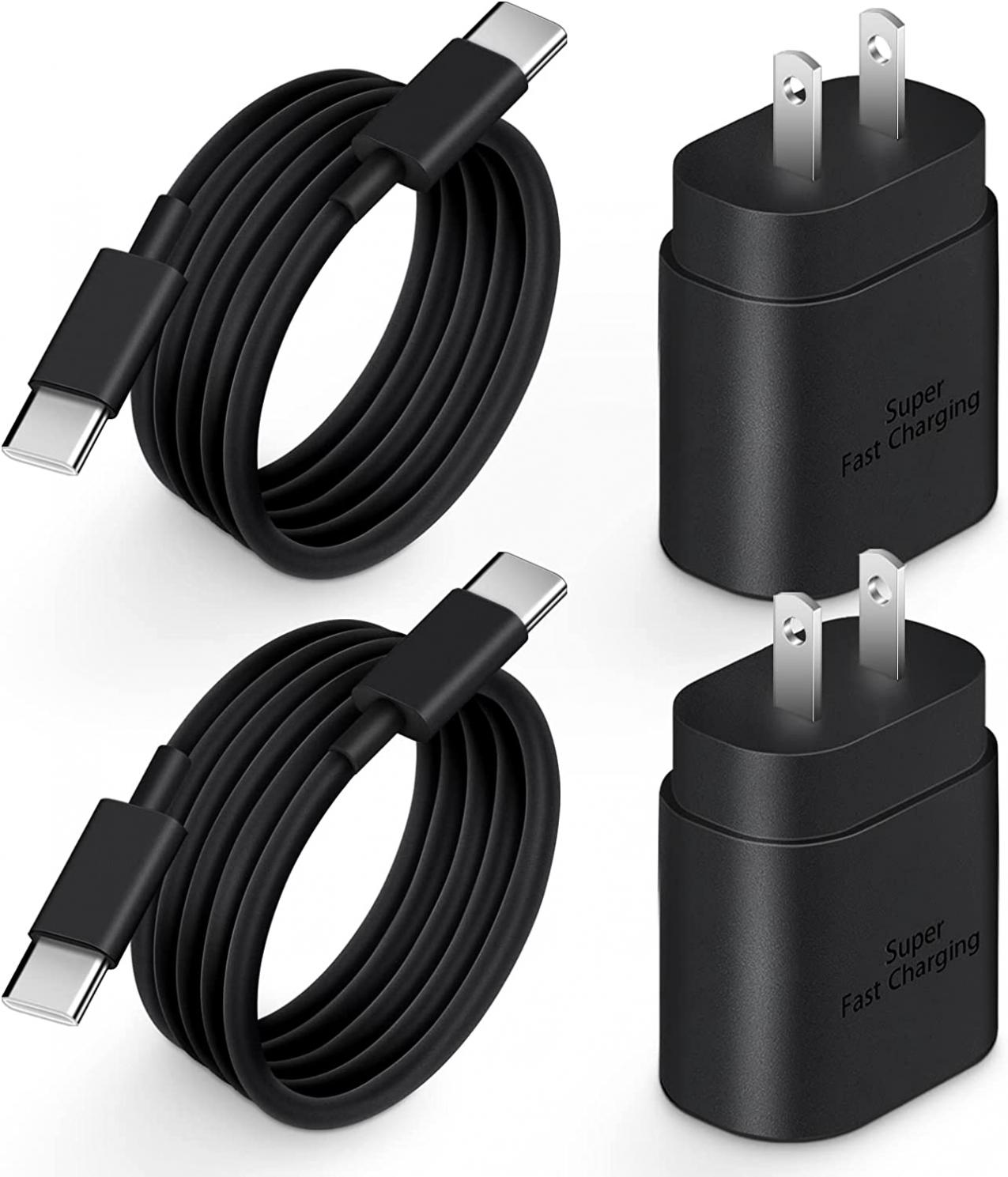 Type C Charger Fast Charging,25W USB C Wall Charger 2-Pack Super Fast Charger with 6FT USB C to C Cable for Samsung Galaxy S22 S21 S20/ S22 S21 S20 Ultra/ S22+ 21+/Note 20Ultra/ Z Flip,Pixel 6/5/5A