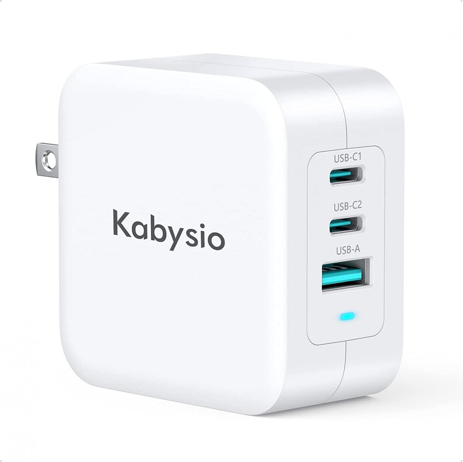 Kabysio 100W USB C Wall Charger - 3 Port GaN PD Fast Charger Foldable Power Adapter USB C Charger Block Compatible with MacBook Pro, Dell XPS, iPad Pro, iPhone 14/13/12/Pro Max, Galaxy S22 Ultra/S21