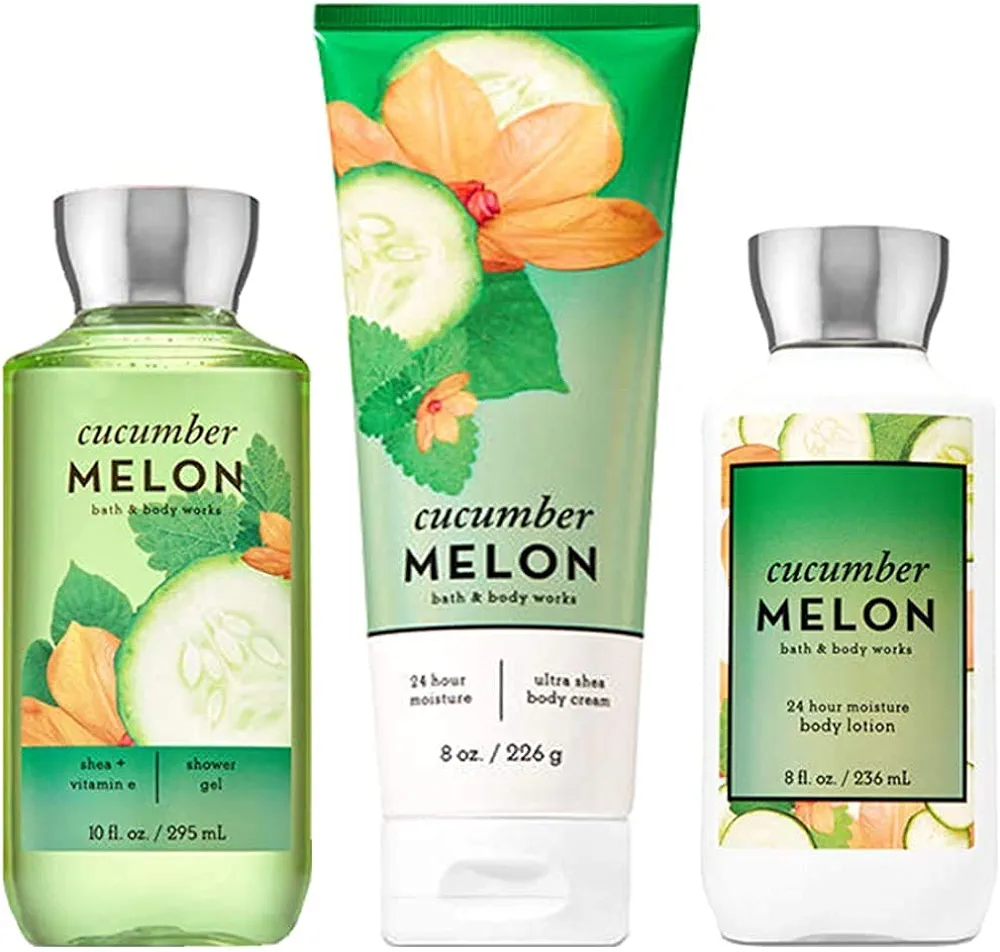 Bath & Body Works Signature Collection Cucumber Melon Gift Set ~ Body Cream ~ Shower Gel & Body Lotion. Lot of 3