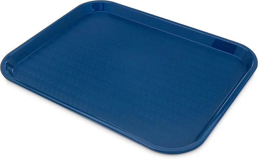 Carlisle FoodService Products Cafe Fast Food Cafeteria Tray with Patterned Surface for Cafeterias, Fast Food, And Dining Room, Plastic, 17.87 X 14 X 0.98 Inches, Blue