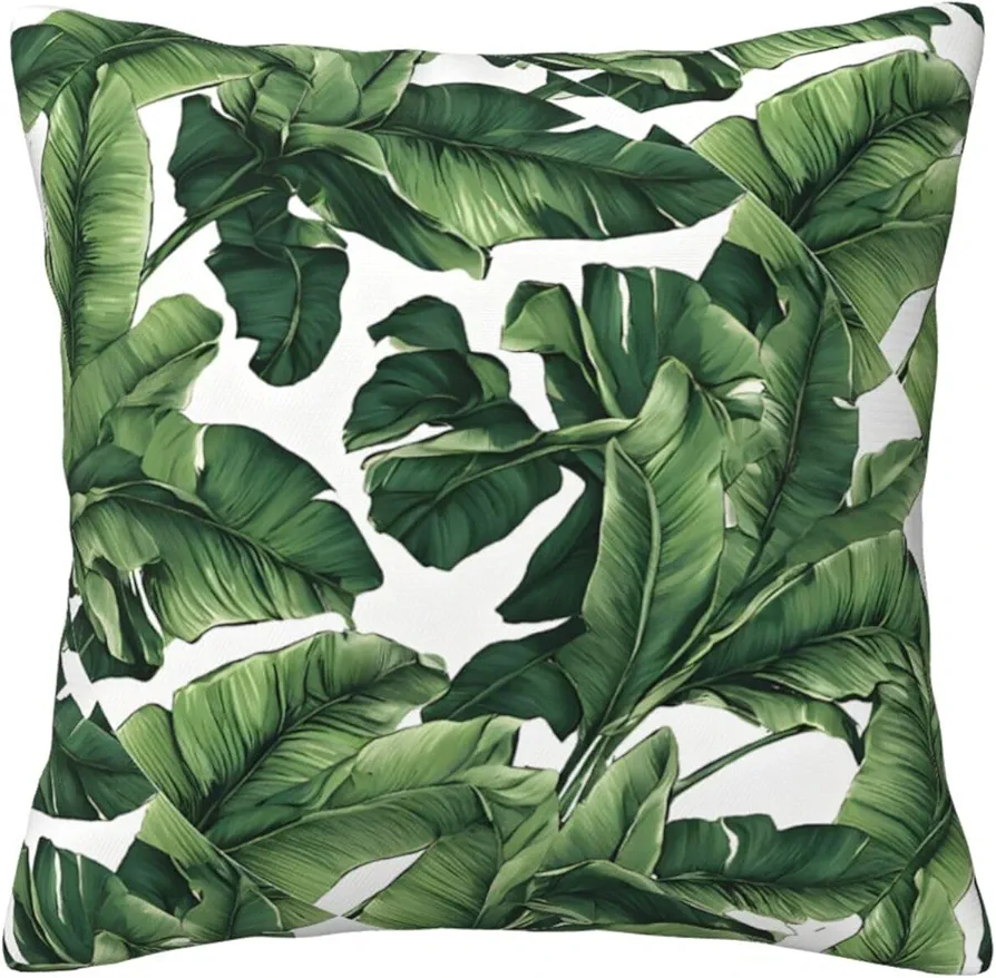 Decorative Throw Pillow Covers 16 x 16 Outdoor Sofa Couch Pillow Covers Pillowcases for Farmhouse/Apartment/Living Room Decor and Accessories - Tropical Banana Palm Leaf