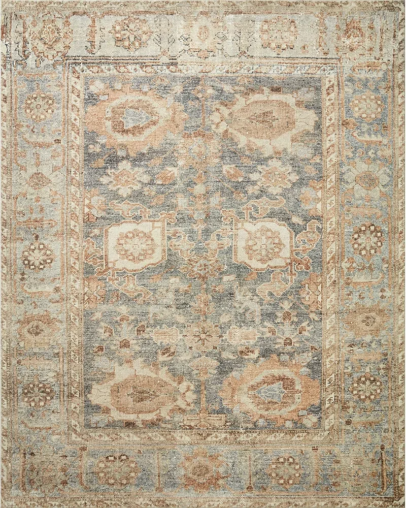 Loloi II Margot Collection MAT-03 Ocean / Spice 2'-0" x 5'-0", .38" Thick, Accent Rug, feat.CloudPile, Soft, Durable, Printed, Medallion, Low Pile, Non-Shedding, Easy Clean, Living Room Rug