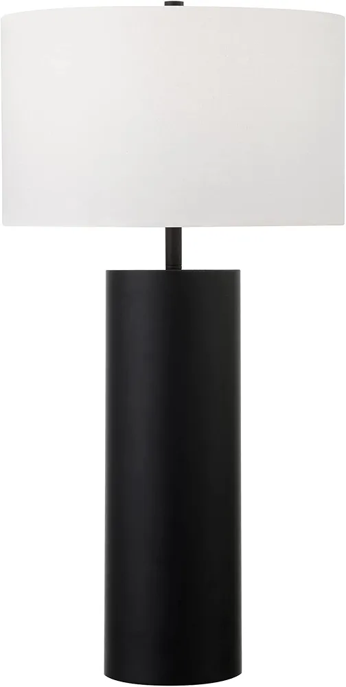 Henn&Hart 29.5" Tall Table Lamp with Fabric Shade in Blackened Bronze, for Home, Living Room, Bedroom, Entertainment Room, Office, Kitchen, Dining