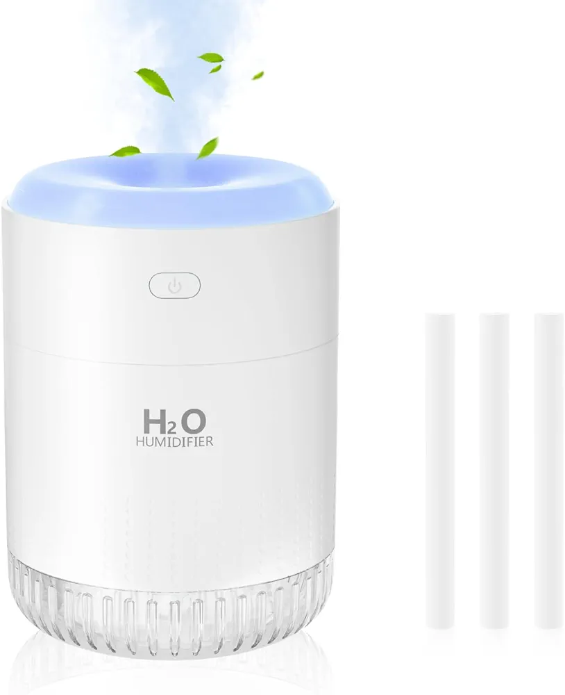 SZO Colorful Mini Humidifier, USB Rechargeable Humidifier, 4 Modes Super Quiet, Humidifiers For Bedroom,Suitable For Travel Office Family-White