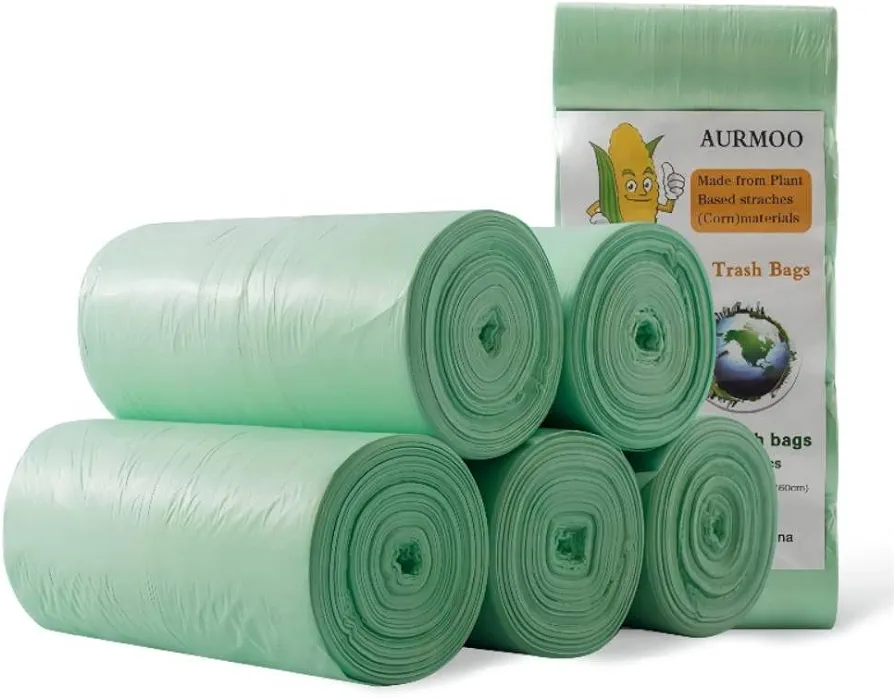 200 Bio Trash Bags 3 Gallon, AURMOO Bio Trash Can Bin Liners, Garbage Bags, Kitchen Waste Bags, Organic Trash Bags for Kitchen, Office, Living Room(45X50cm,Green)