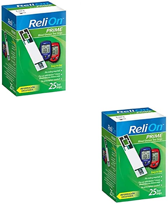 ReliOn Prime Blood Glucose Test Strips, 25 Count (2 Pack)