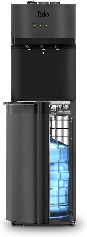 Brio Self Cleaning Bottom Loading Water Cooler Water Dispenser – Black Stainless Steel - 3 Temperature Settings - Hot, Room & Cold Water